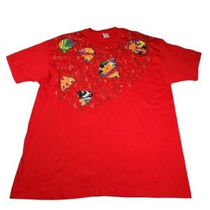 Vintage Hanes Beefy-T Red T-Shirt 2XL Made in USA‎ Abstract Funky 80s 90s Unisex